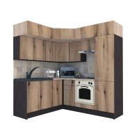 Bucatarie de Colt BIG GENA NEW DR. 180-210, Wenge / Decor K365